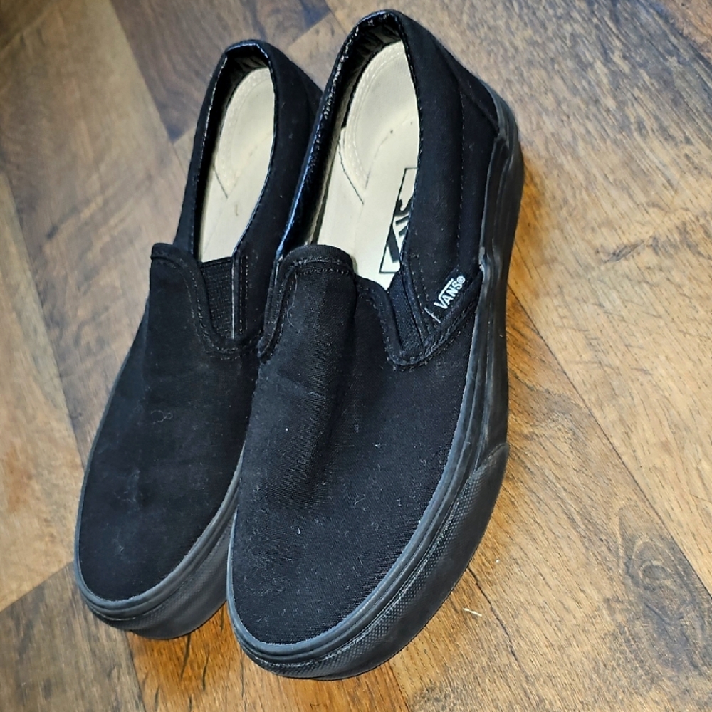 Vans Kids Black Canvas Slip-On Sneakers